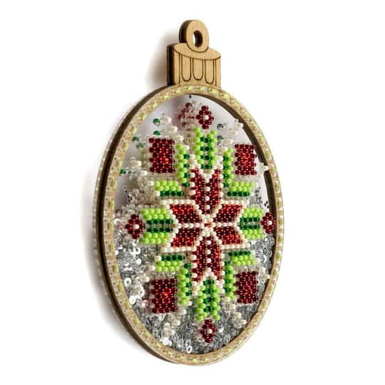 Wonderland Crafts Red & Green Star Ball Ornament Bead Embroidery Kit